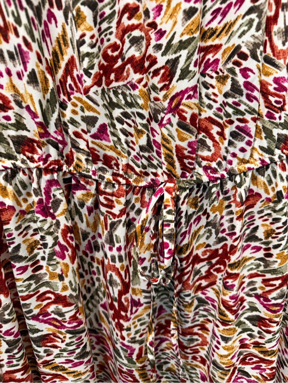 Cato Geometric Print Dress in Pink, Mustard, Olive—Medium - Picture 4 of 7